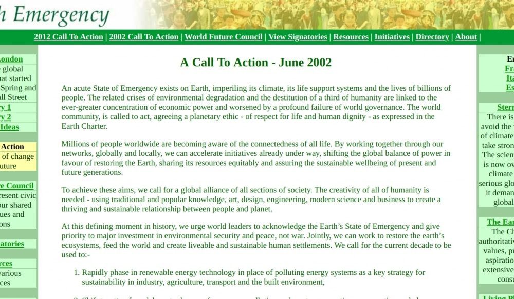 Earth Emergency – A Call to Action 2002 and 2012